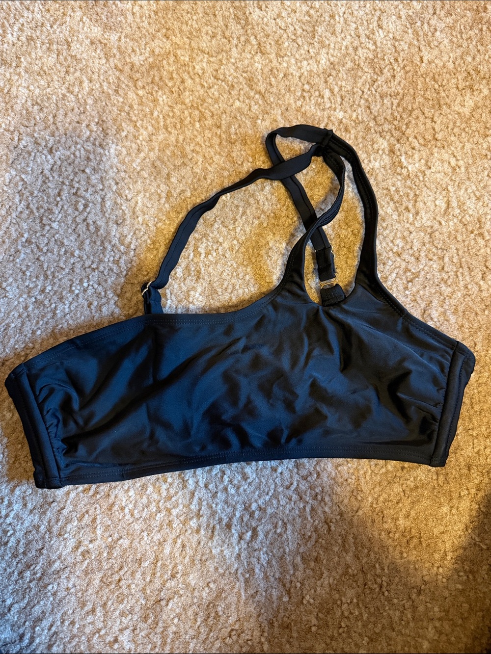 Black Asymmetric Strap Sports Bralette - Lightweight Support